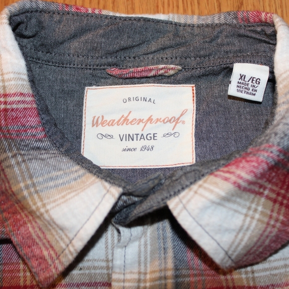 Original Weatherproof Vintage Plaid Flannel Button Down Longsleeve Men Shirt XL - Picture 3 of 5